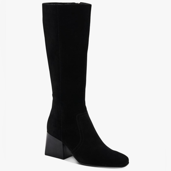 AQUA COLLEGE WOMENS TORI WATERPROOF TALL SUEDE CLASSIC BOOT BLACK 10M. New W/Box - Picture 2 of 8